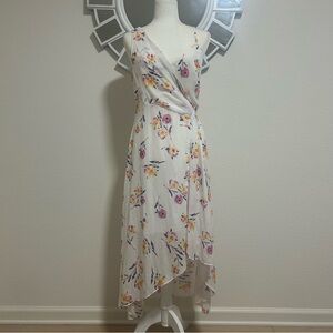 Parker Draped Floral High-Low Dress in Primrose NWT